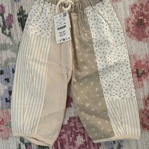 Zara Beige Cream Patchwork Kids Pants
